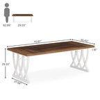 Bureau informatique deux places marron et blanc, 180 cm de large, MDF et métal