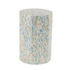 Table d'appoint en mosaïque hexagonale bleue, incrustation de nacre