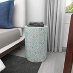 Table d'appoint en mosaïque hexagonale bleue, incrustation de nacre