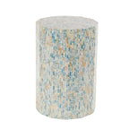 Table d'appoint en mosaïque hexagonale bleue, incrustation de nacre