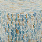 Table d'appoint en mosaïque hexagonale bleue, incrustation de nacre