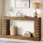 Vintage Long Console Table, Wood Entryway Table with Storage for Living Room
